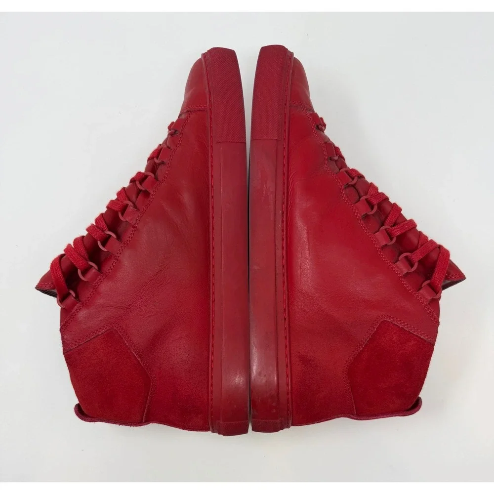 Balenciaga Arena High Top Sneaker Red Leather & Suede Size 10 US 43 EU